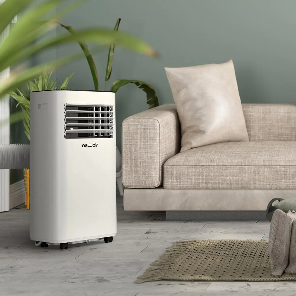 NewAir 8,000 BTU (5,300 BTU DOE) Quiet Compact Portable Air Conditioner AC and Dehumidifier in White with Remote and Window Kit
