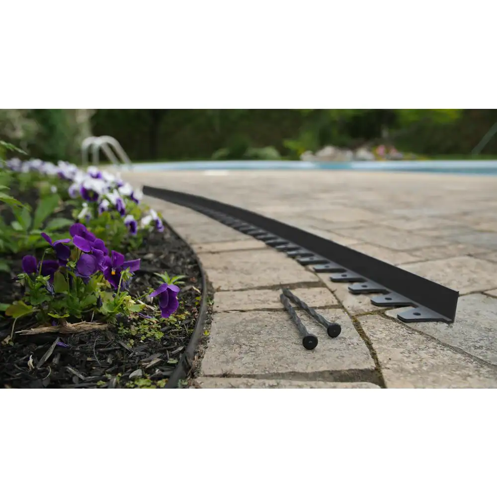 Technoflex Flexi-Pro 48 in. x 2.25 in. x 1.75 in. Black PVC Paver Edging - 96 ft. (24-Pieces of 48 in) Pro Grade with 96-Spikes