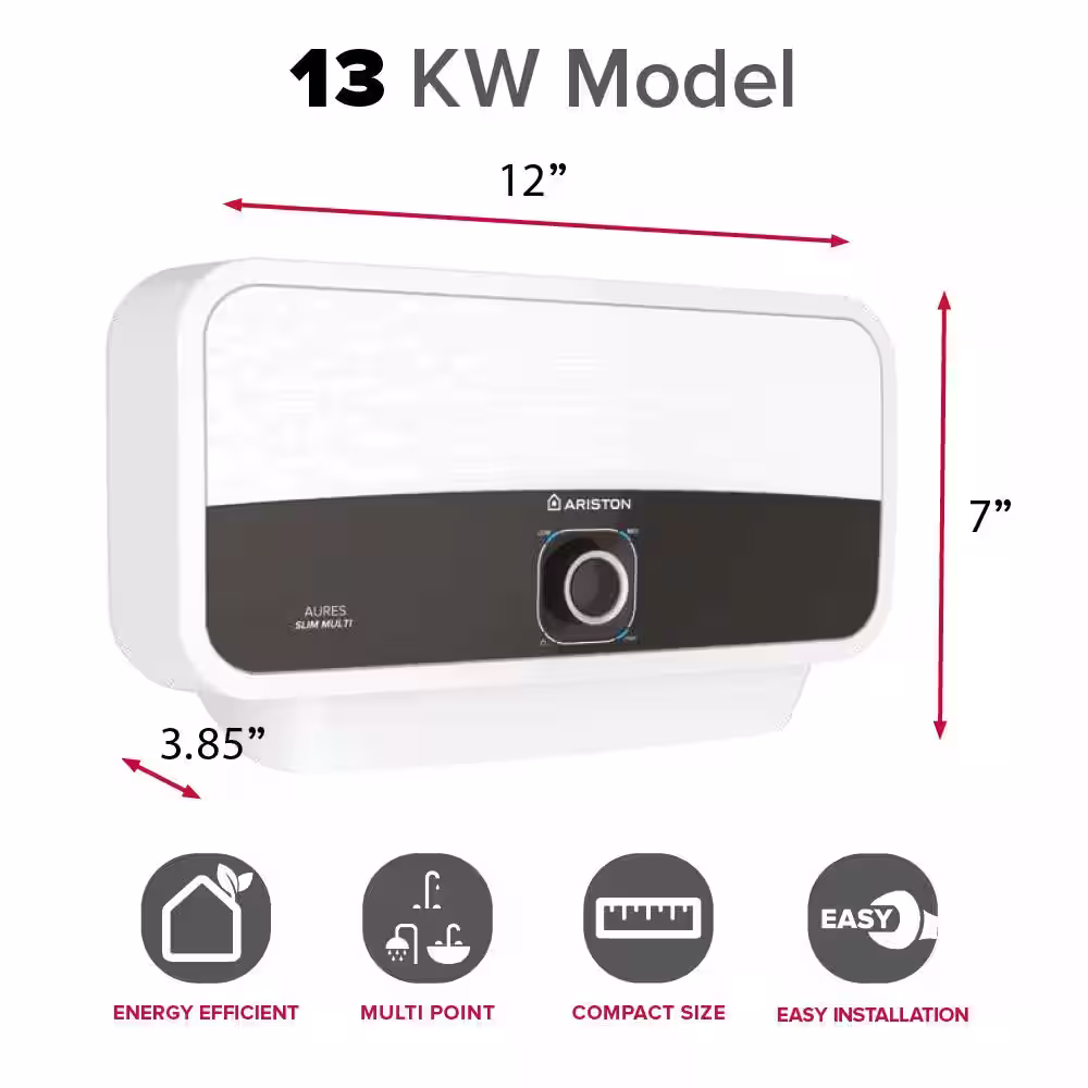 Ariston Aures Slim Multi 13kW 240-Volt 2.53 GPM Point of Use Electric Tankless Water Heater
