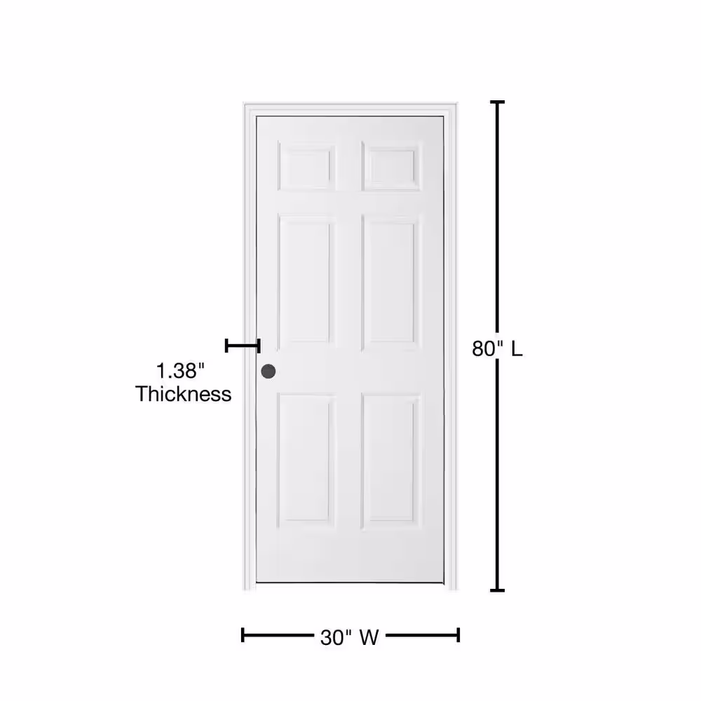 JELD-WEN 30 in. x 80 in. Colonist Primed Left-Hand Textured Molded Composite Single Prehung Interior Door w/Split Jamb