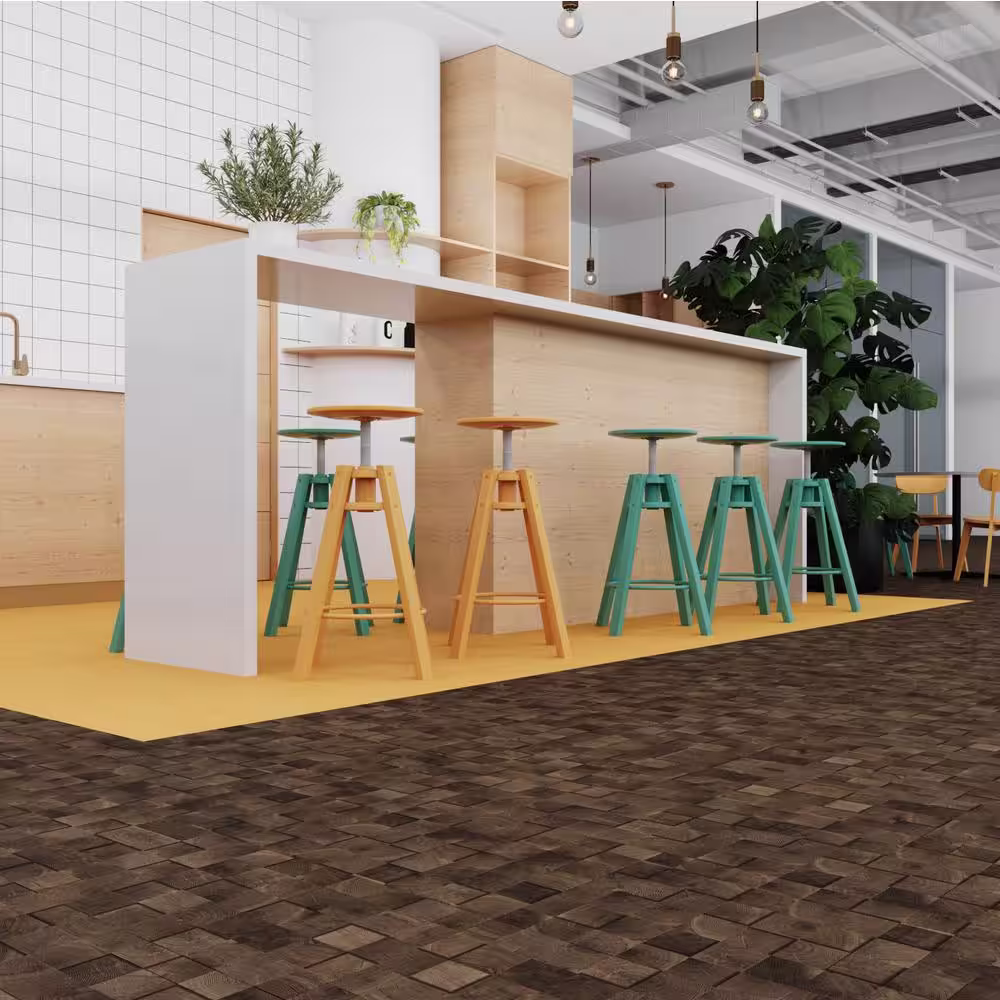 None FabCore Umber Block 28 MIL x 12 in. W x 24 in. L Glue Down Waterproof Vinyl Tile Flooring (36 sqft/case)