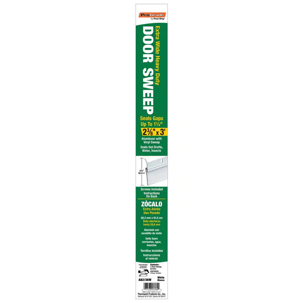 Frost King 2-3/8 in. x 36 in. Aluminum White and Vinyl Ex-Wide Door Sweep