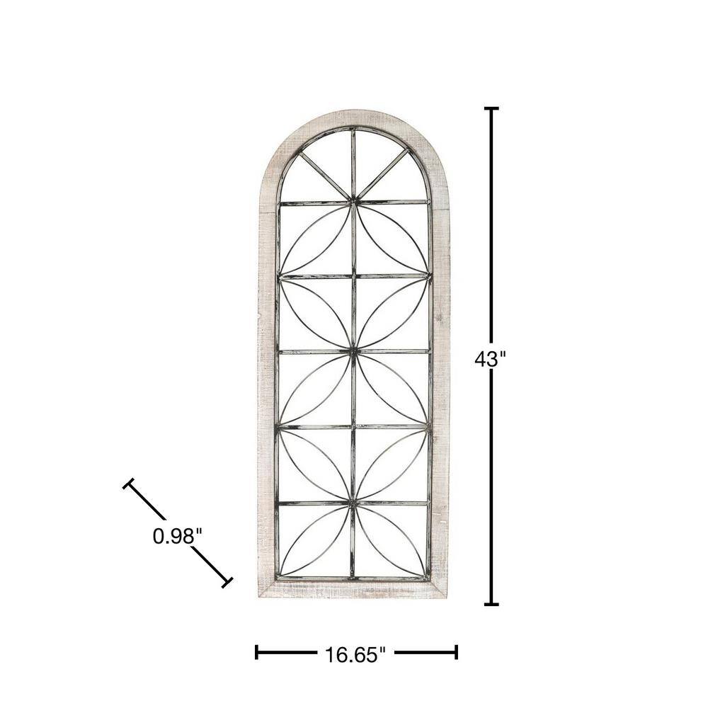 Stratton Home Decor Distressed White Metal and Wood Window Panel