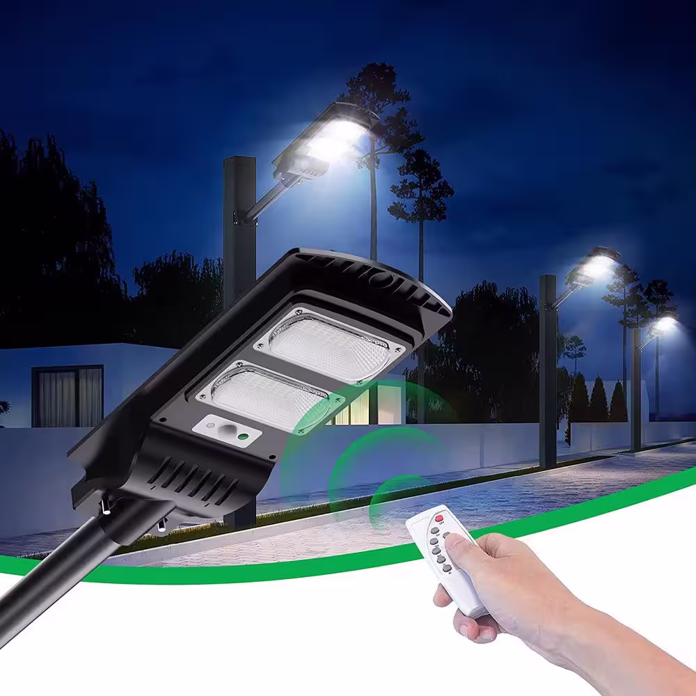 YANSUN 200-Watt Equivalent Black 4000 Lumens Motion Sensor Dusk to Dawn Integrated LED Flood Light with Remote Control 2 pack