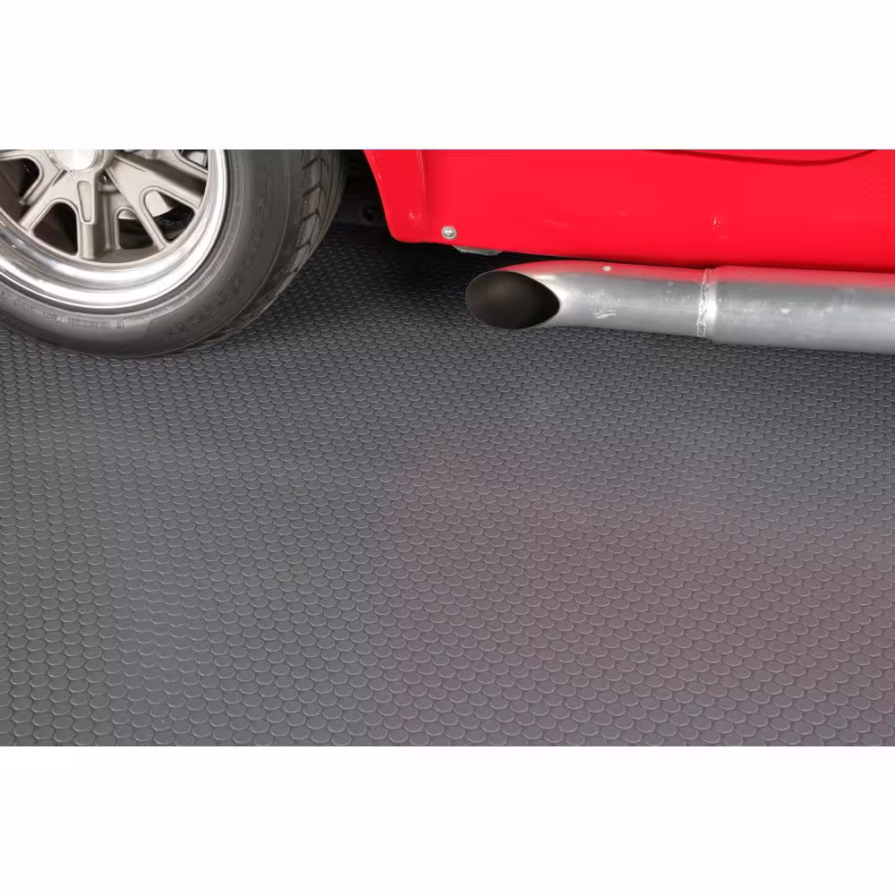 G-Floor Small Coin 5 ft. x 10 ft. Slate Grey Commercial Grade Vinyl Garage Flooring Cover and Protector