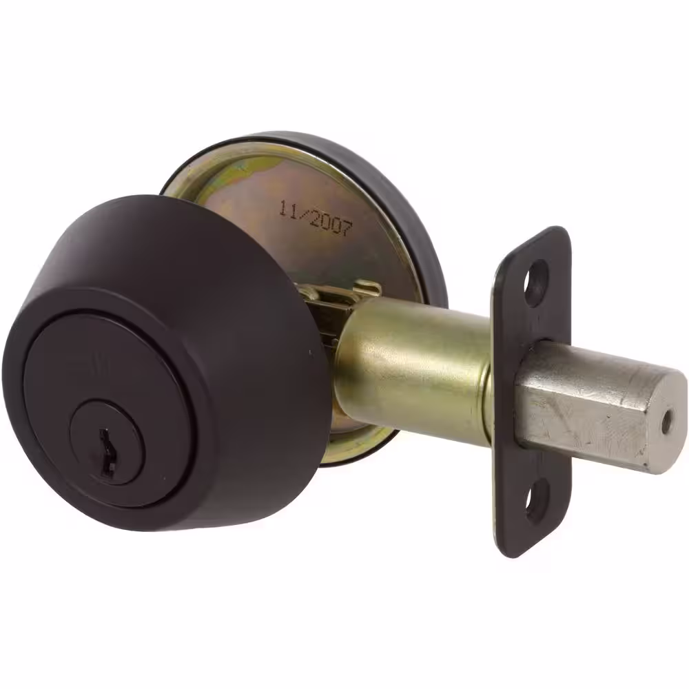 DELANEY HARDWARE Fairfield Classic Style Oil Rubbed Bronze Round Shape Entry Door Knob And Single Cylinder Deadbolt Keyed Alike
