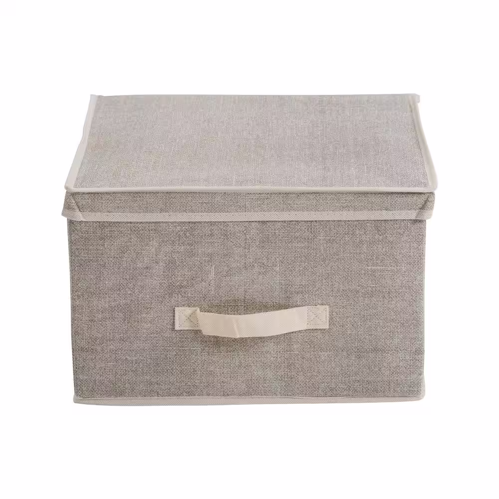 Simplify 10 in. H x 16 in. W x 16 in. D Beige Plastic Cube Storage Bin