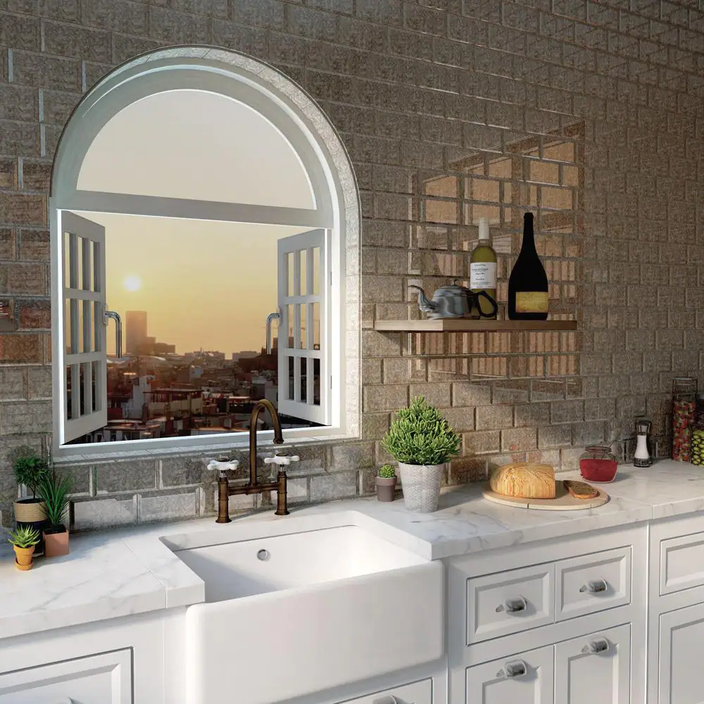 Merola Tile Lustre Beveled Antique Mirror 3 in. x 6 in. Glass Wall Tile (10.4 sq. ft./Case)