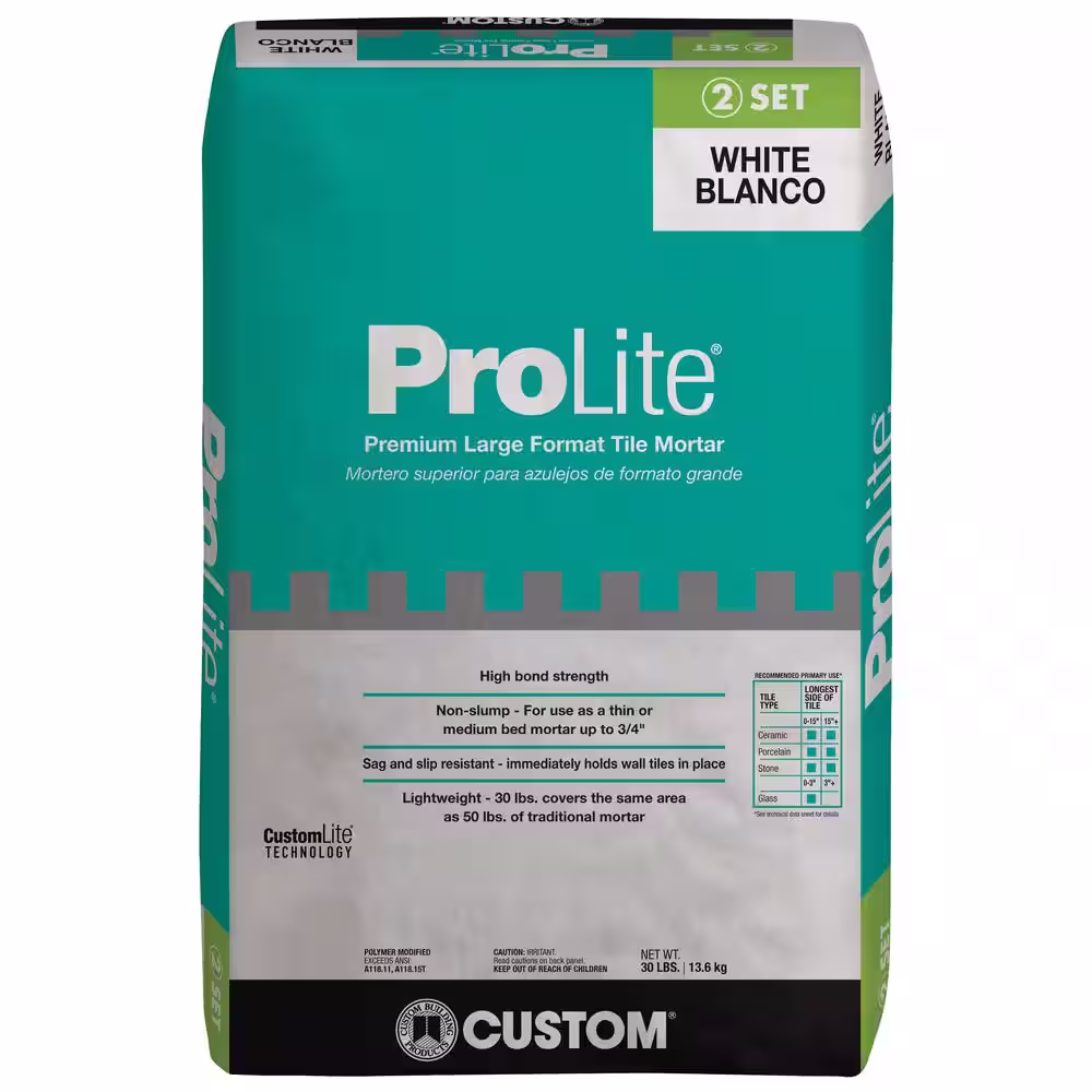 Custom Building Products ProLite 30 lb. White Premium Large Format Tile Mortar (35 Bags / Pallet)
