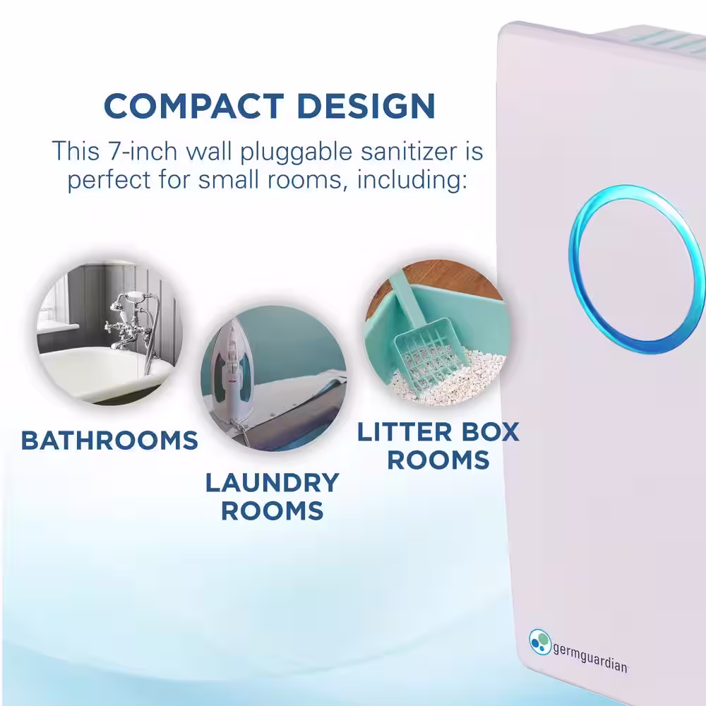 GermGuardian Elite Pluggable Air Purifier and Odor Reducer with UV Sanitizer for Small Rooms, White