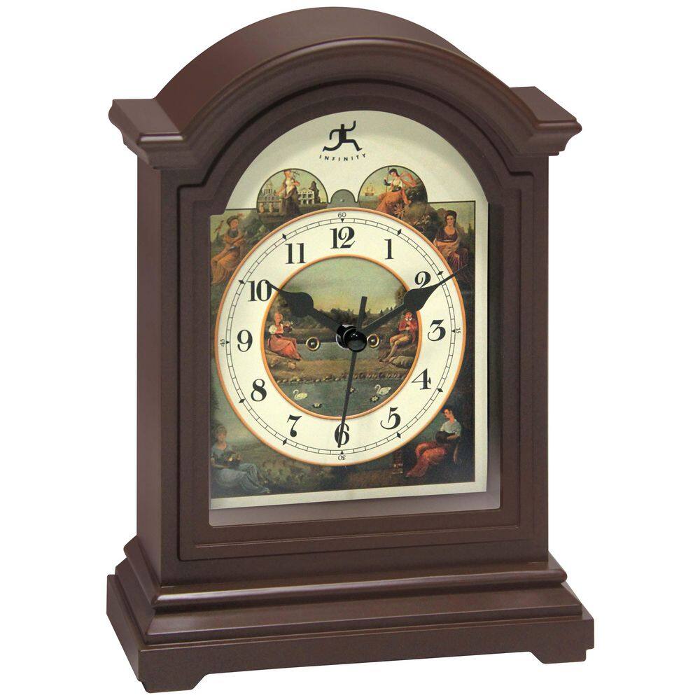 Infinity Instruments Brown Plastic Grandfather-Style Tabletop Clock