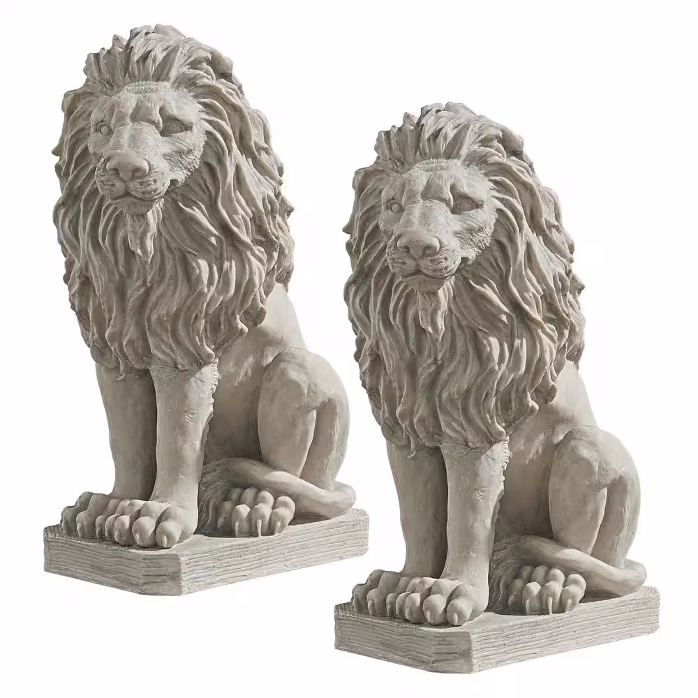 Design Toscano Mansfield Manor Lion Sentinel Statue Set (2-Piece)