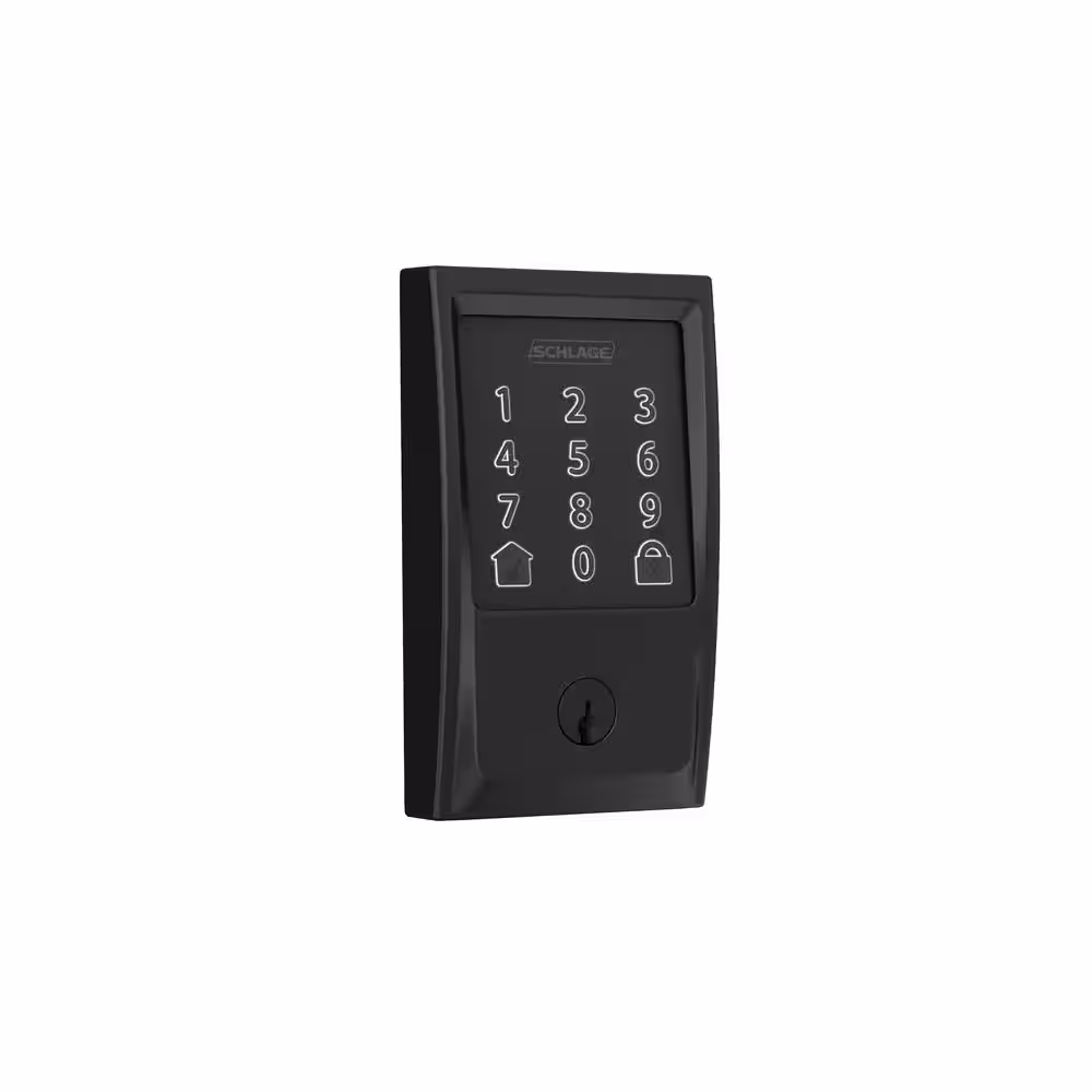 Schlage Century Matte Black Electronic Encode Smart WiFi Deadbolt with Alarm